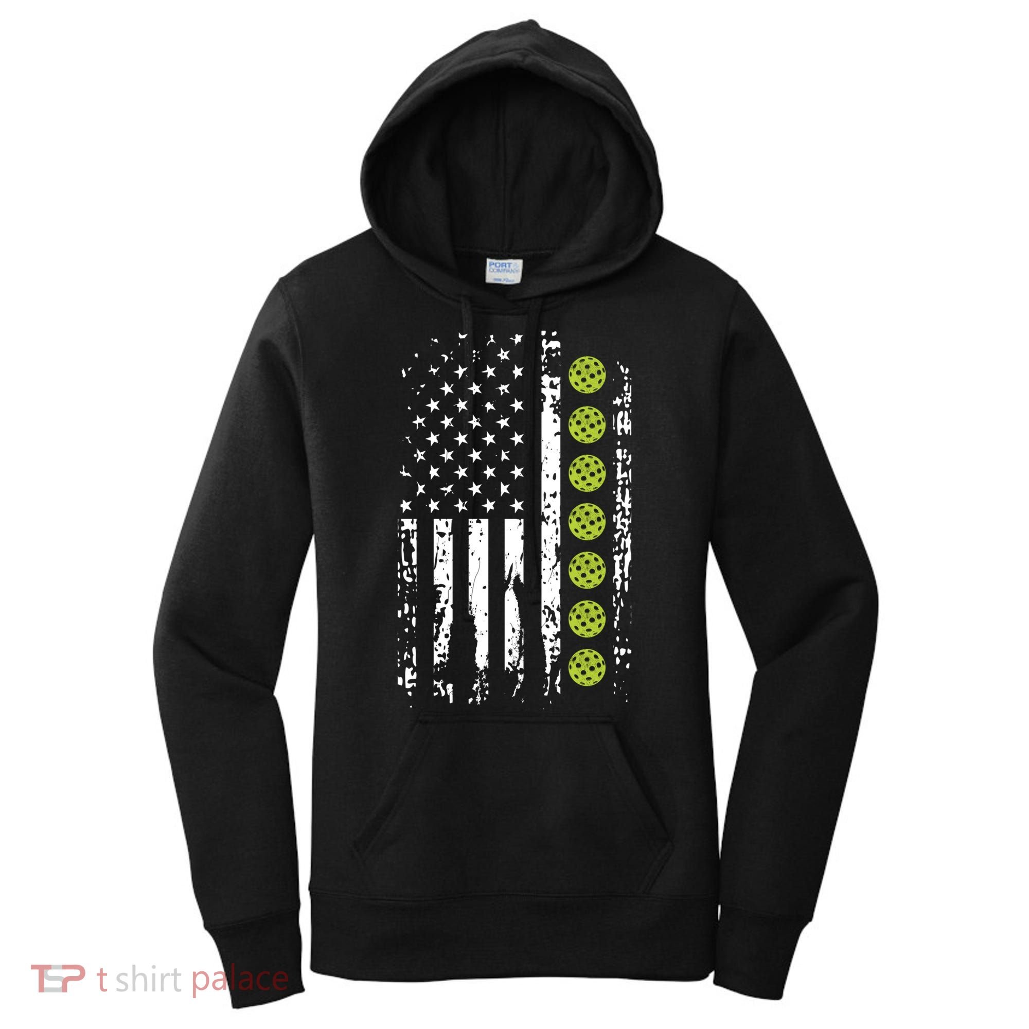 Pickleball Cool Gift American Flag Pickleball Player Gift Cute Gift Women's Hoodie