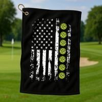 Pickleball Cool Gift American Flag Pickleball Player Gift Cute Gift Golf Towel thumb 1