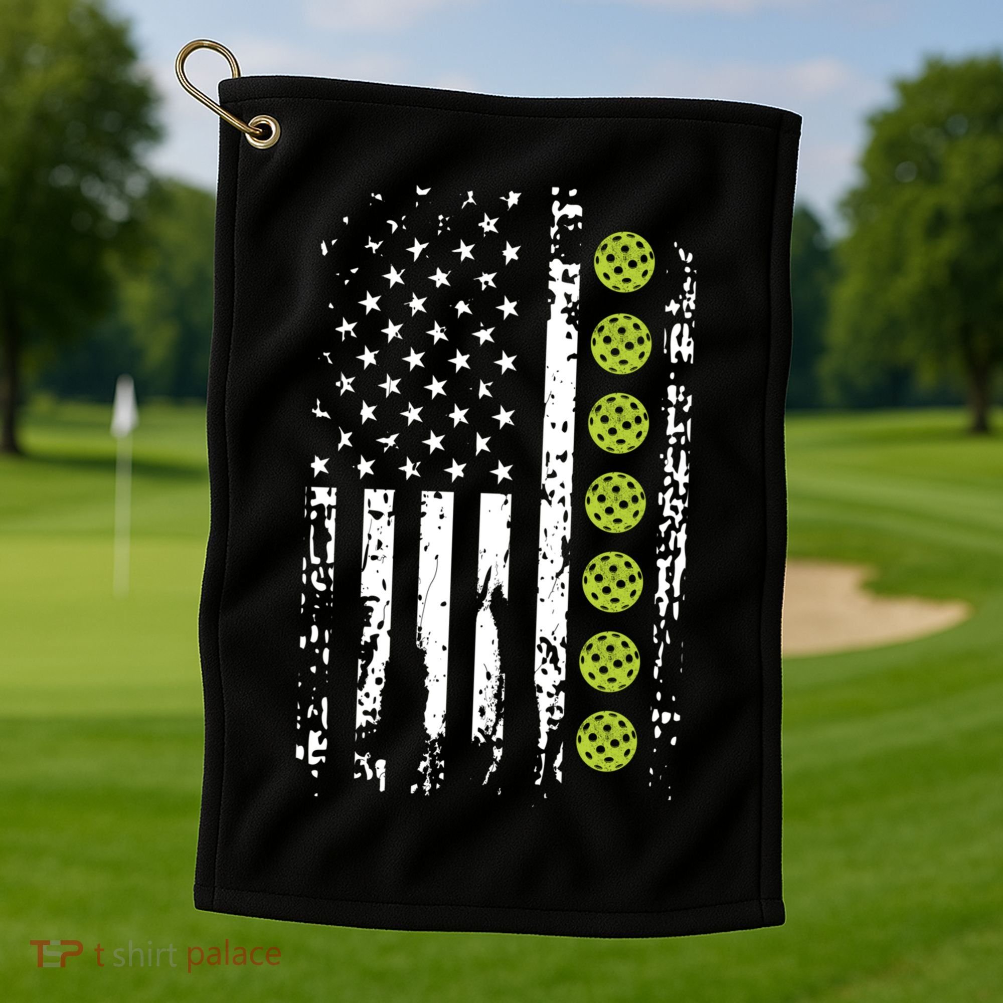 Pickleball Cool Gift American Flag Pickleball Player Gift Cute Gift Golf Towel
