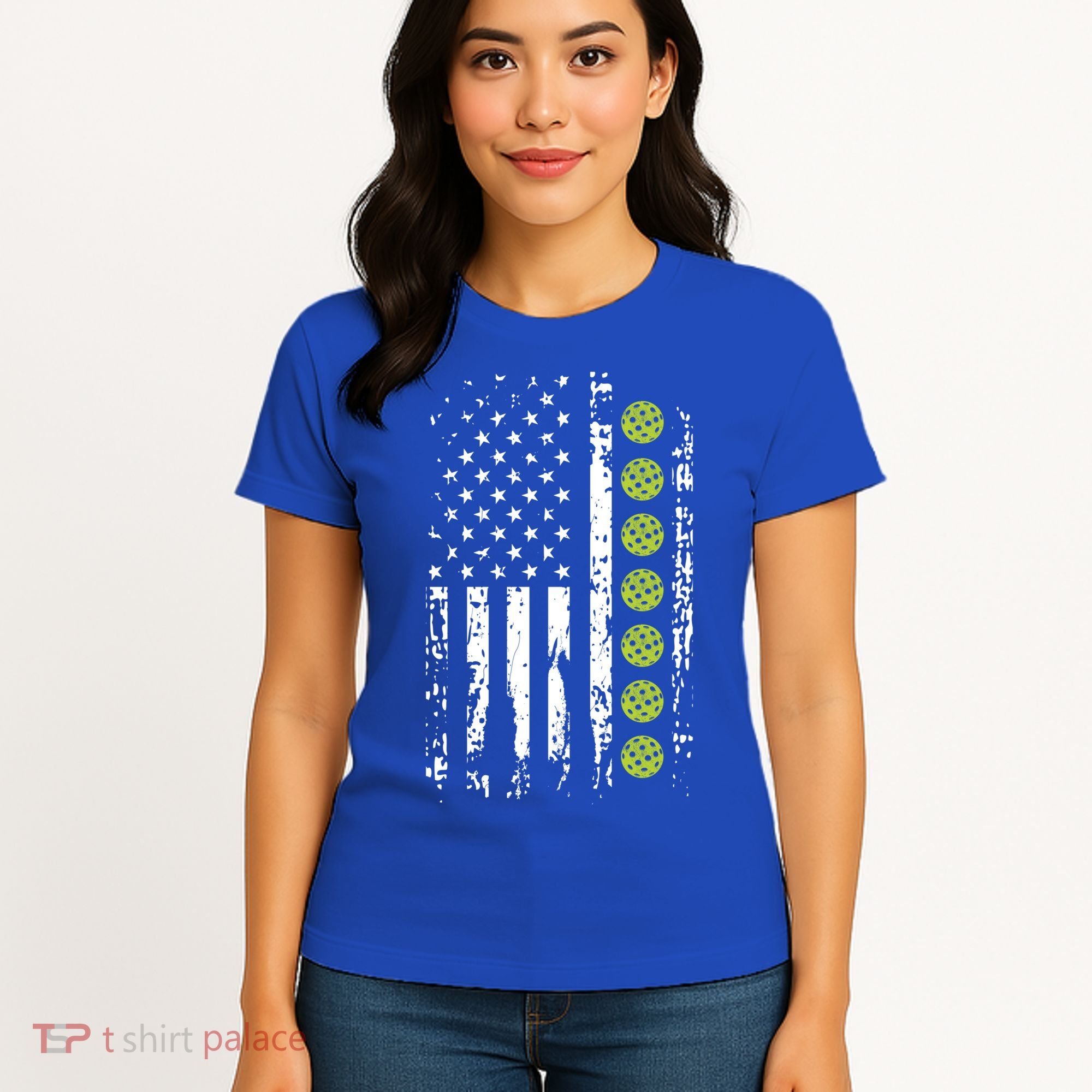 Pickleball Cool Gift American Flag Pickleball Player Gift Cute Gift Women's T-Shirt