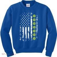 Pickleball Cool Gift American Flag Pickleball Player Gift Cute Gift Kids Sweatshirt thumb 0