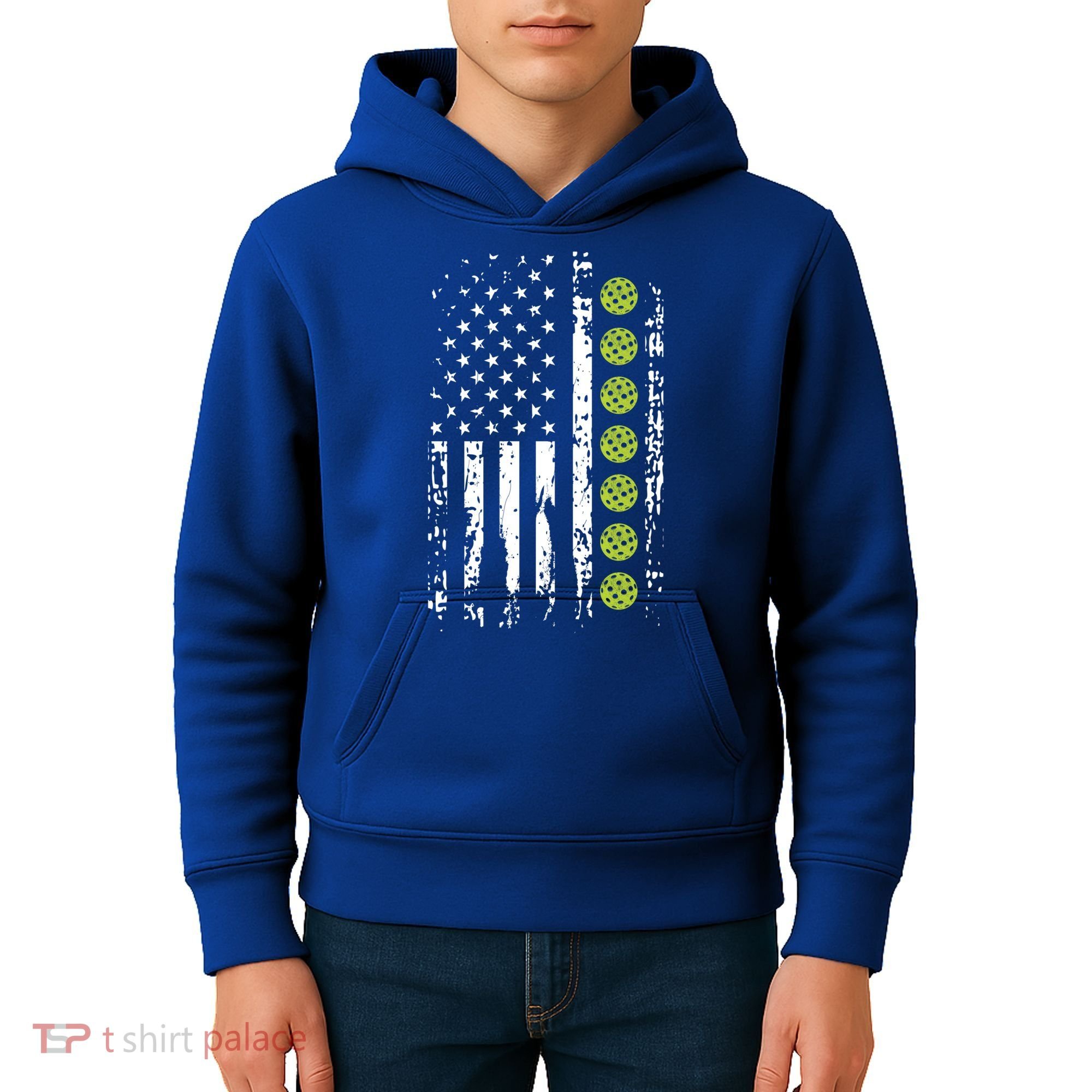 Pickleball Cool Gift American Flag Pickleball Player Gift Cute Gift Kids Hoodie
