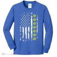 Pickleball Cool Gift American Flag Pickleball Player Gift Cute Gift Kids Long Sleeve Shirt thumb 0