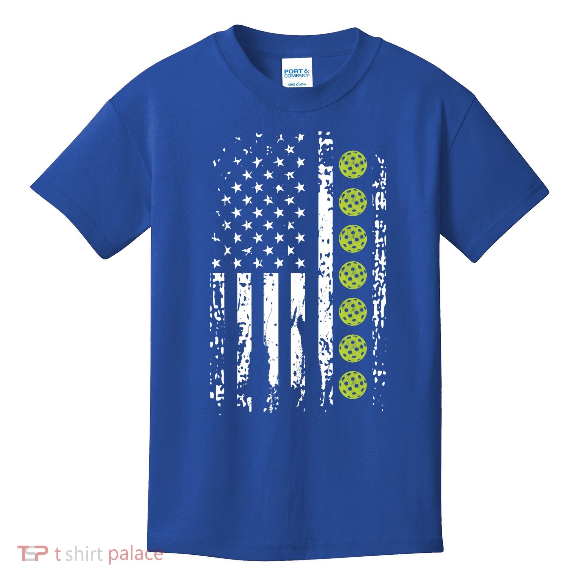 Pickleball Cool Gift American Flag Pickleball Player Gift Cute Gift Kids T-Shirt