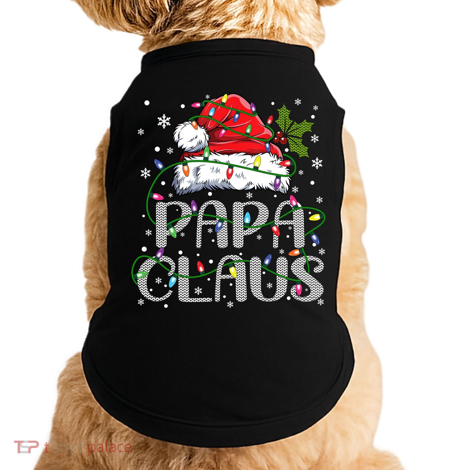 Papa Claus Gift For Christmas Lights Doggie Tank