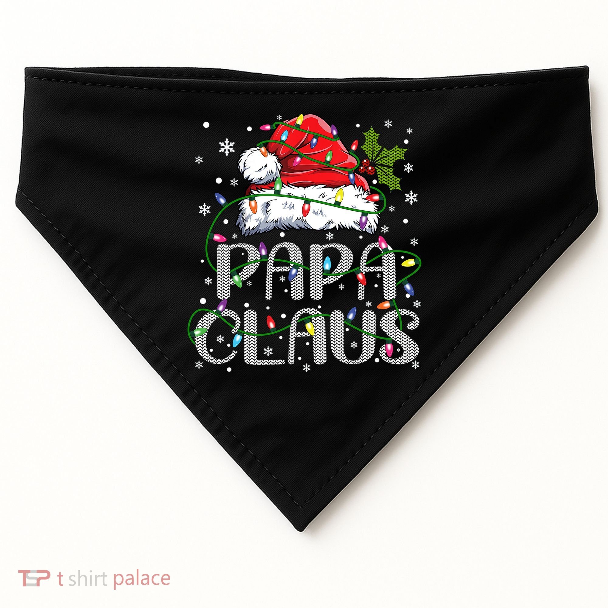 Papa Claus Gift For Christmas Lights USA-Made Doggie Bandana