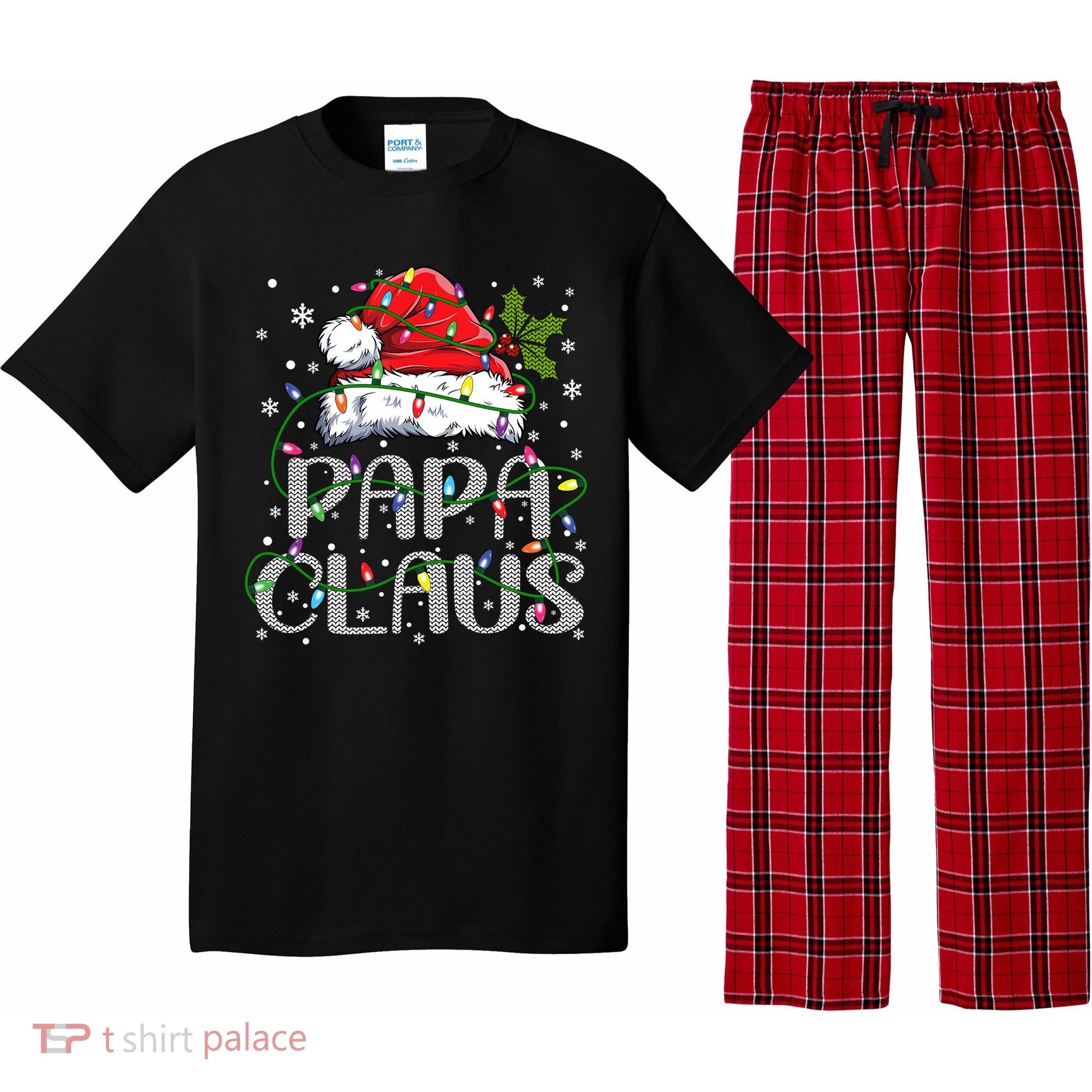 Papa Claus Gift For Christmas Lights Pajama Set