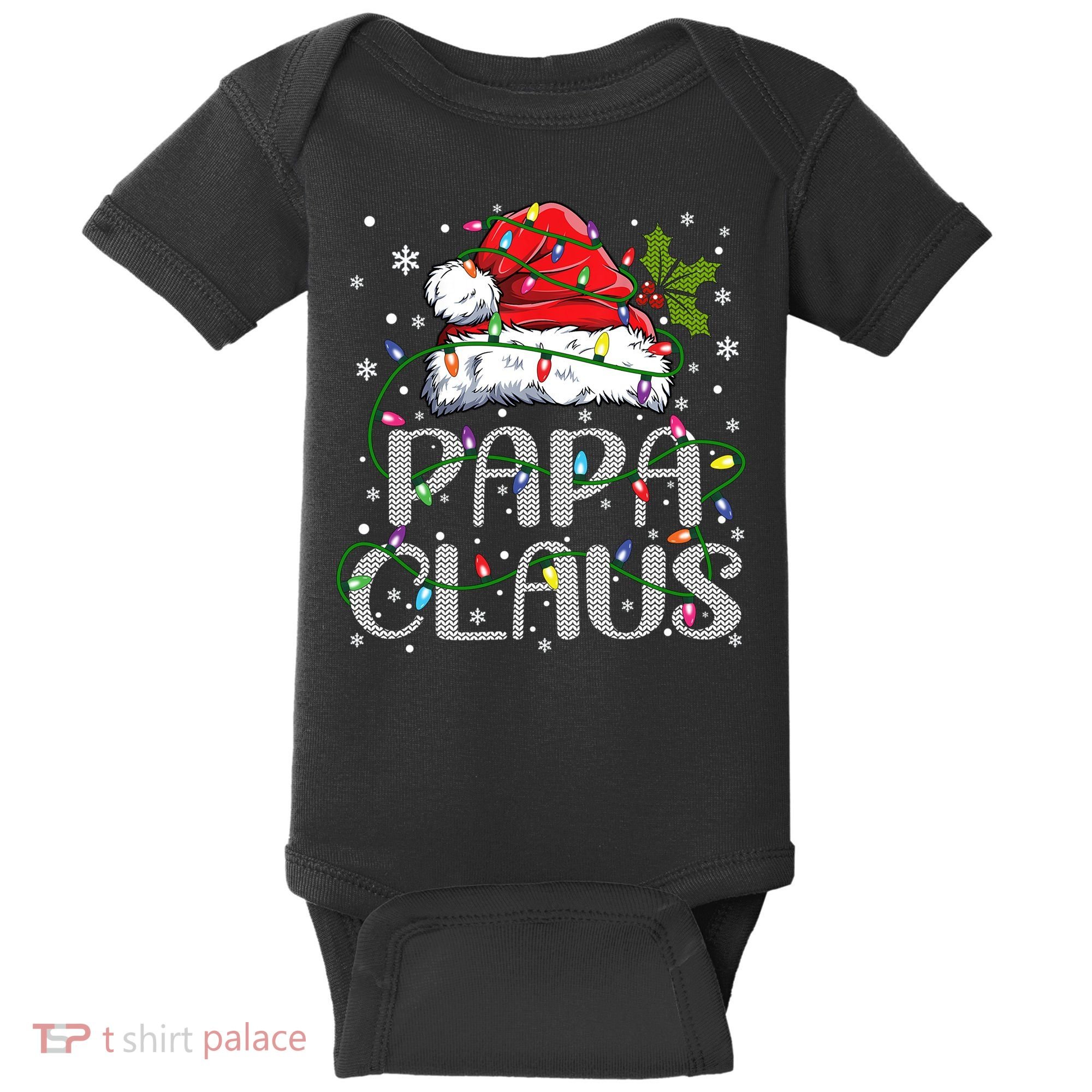 Papa Claus Gift For Christmas Lights Baby Bodysuit
