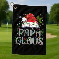 Papa Claus Gift For Christmas Lights Golf Towel thumb 1