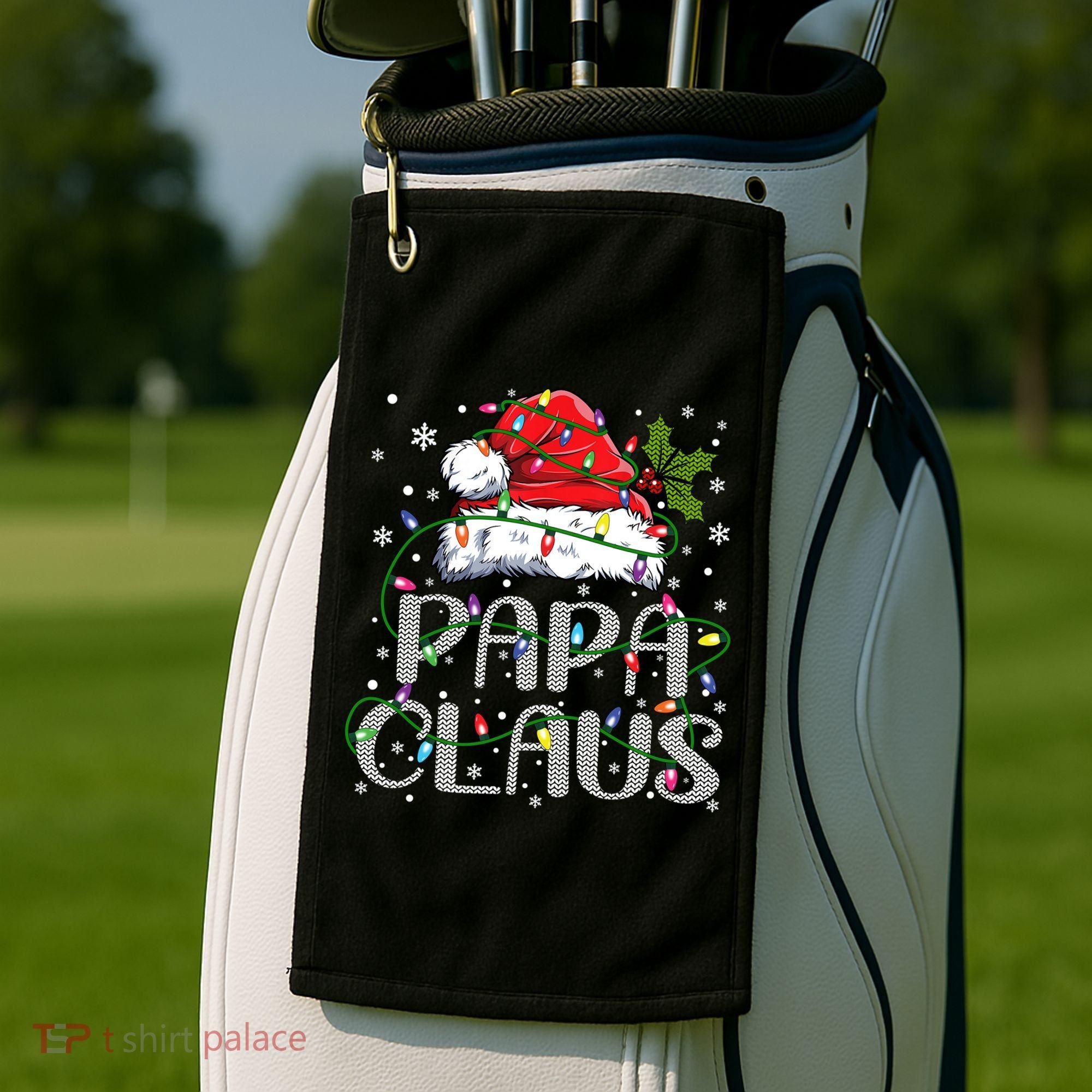 Papa Claus Gift For Christmas Lights Golf Towel
