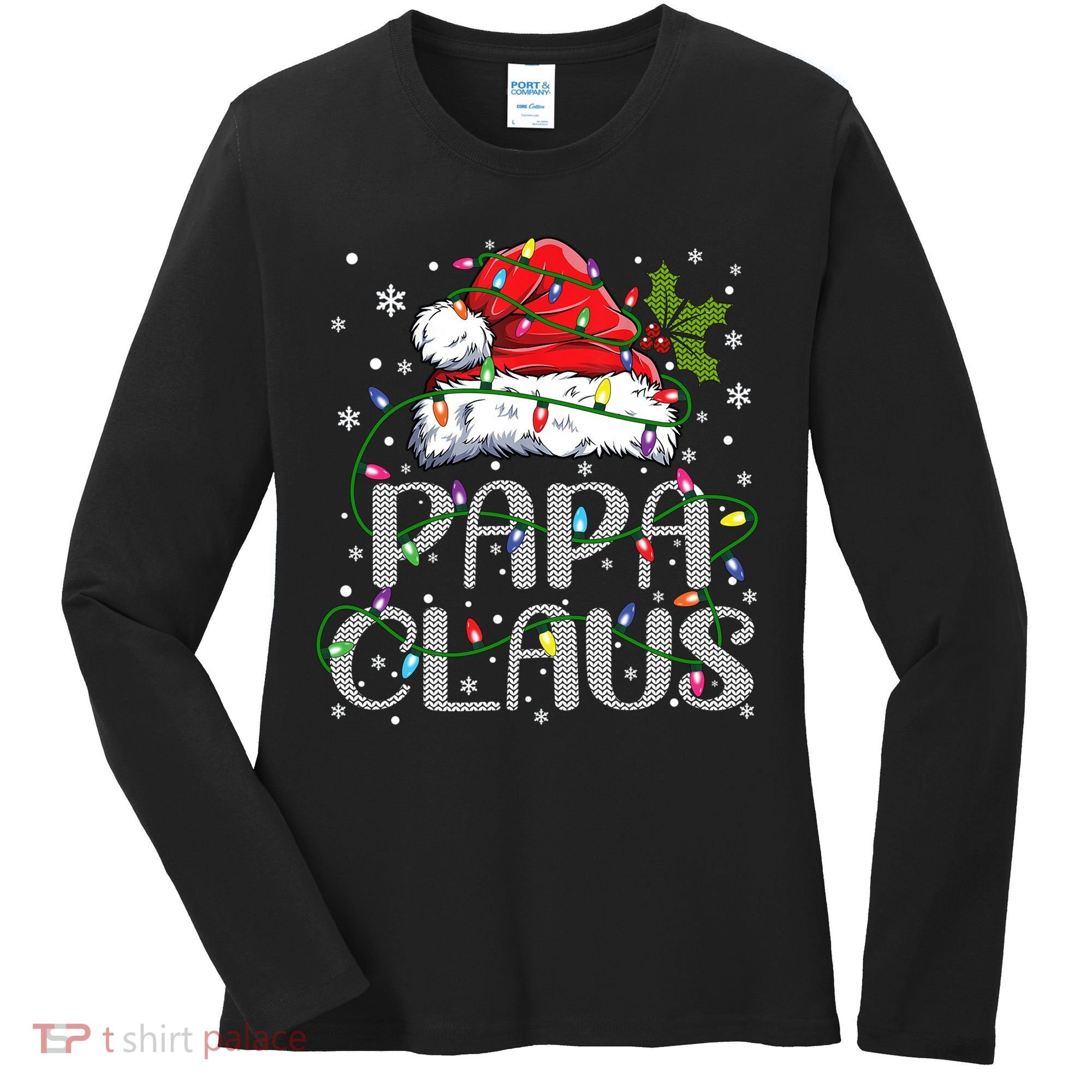 Papa Claus Gift For Christmas Lights Women's Long Sleeve Shirt