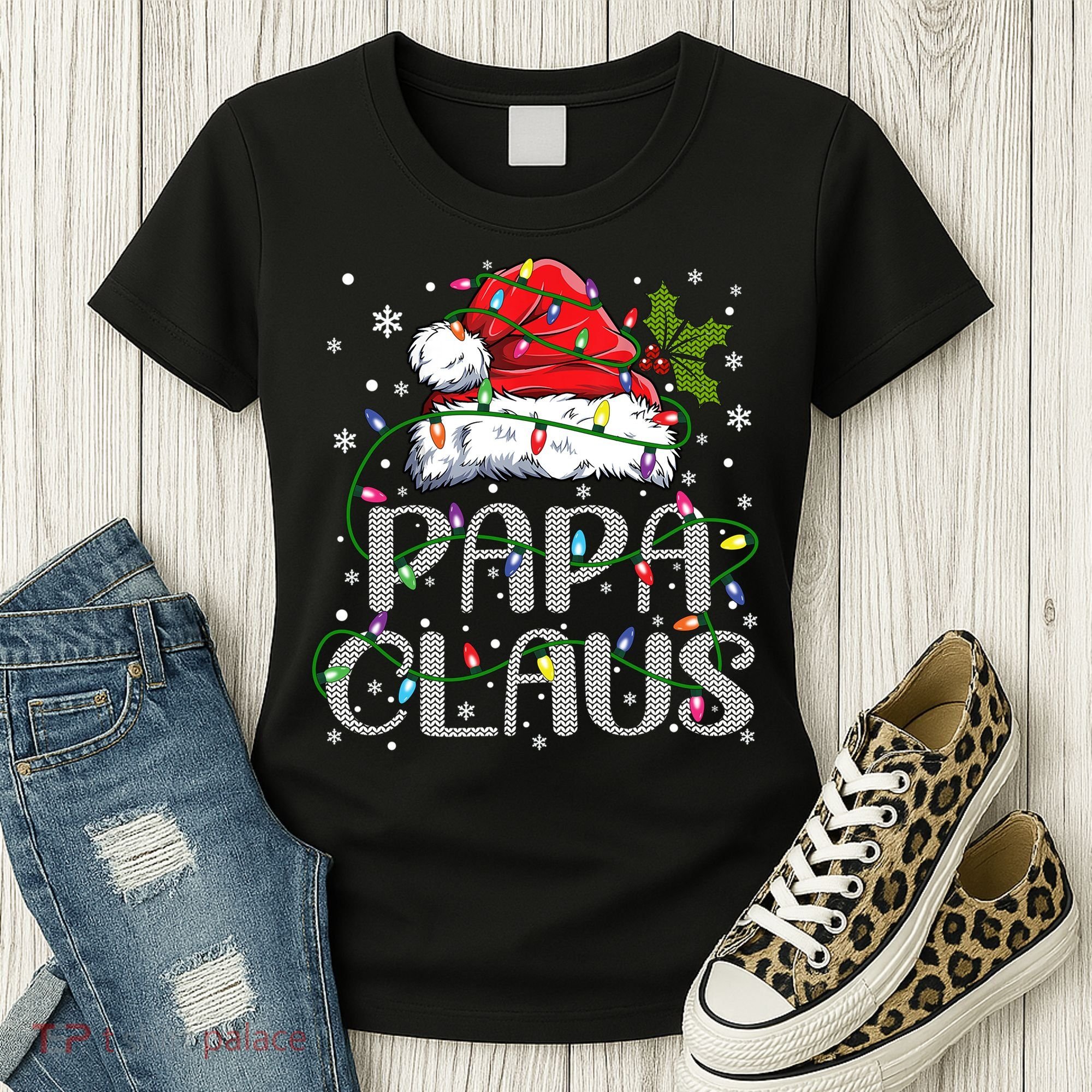 Papa Claus Gift For Christmas Lights Women's T-Shirt