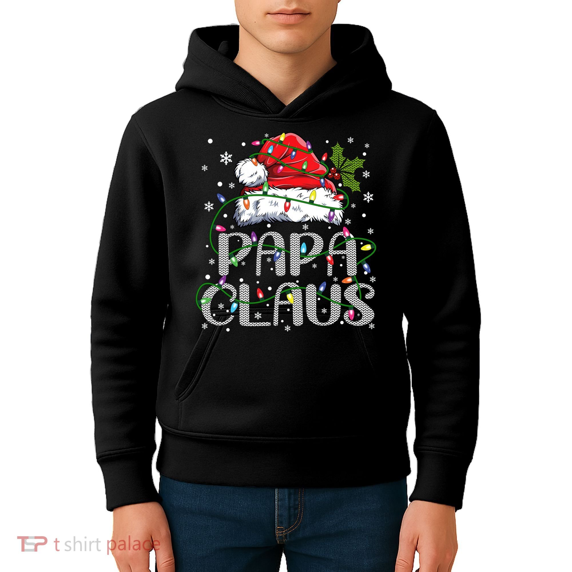 Papa Claus Gift For Christmas Lights Kids Hoodie