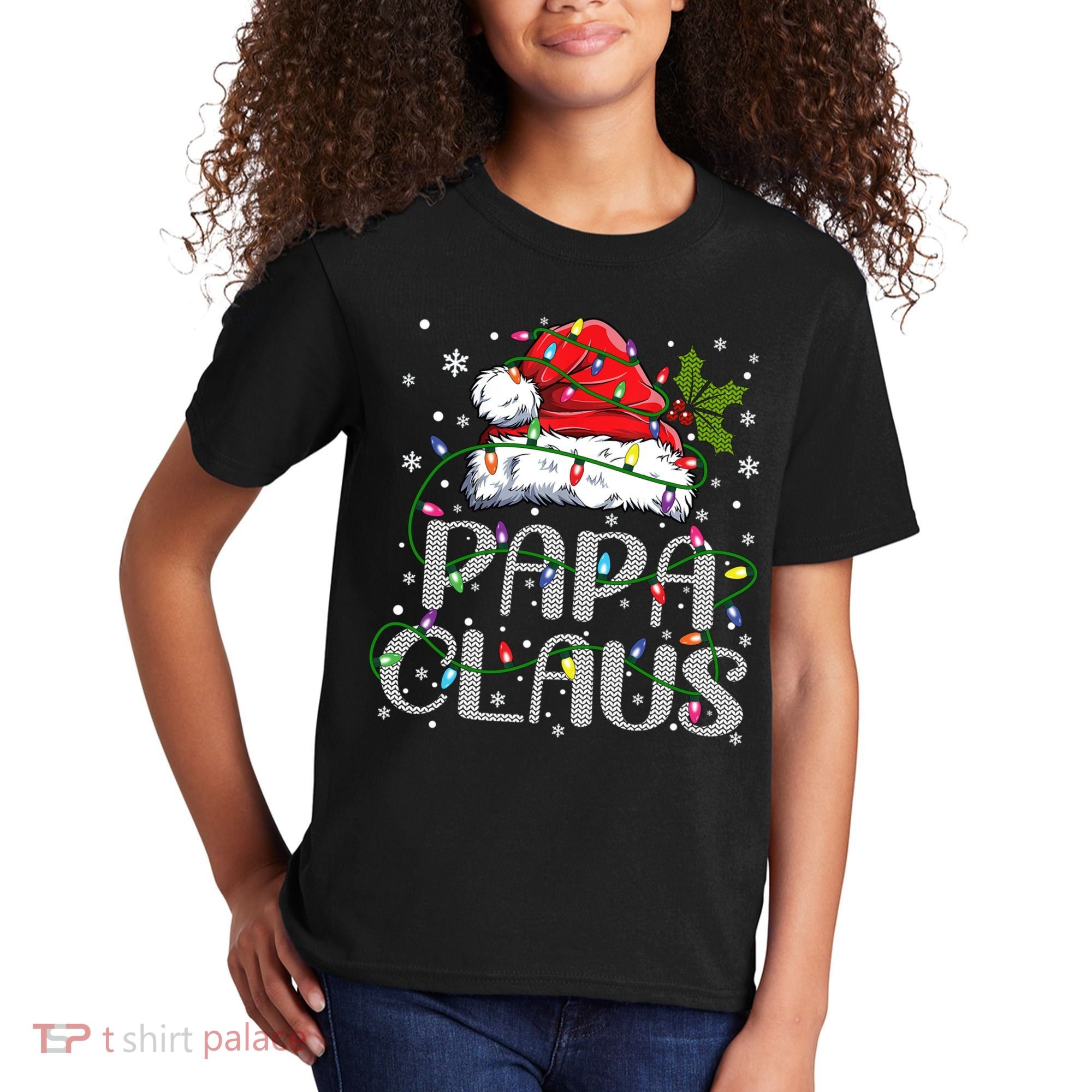 Papa Claus Gift For Christmas Lights Kids T-Shirt