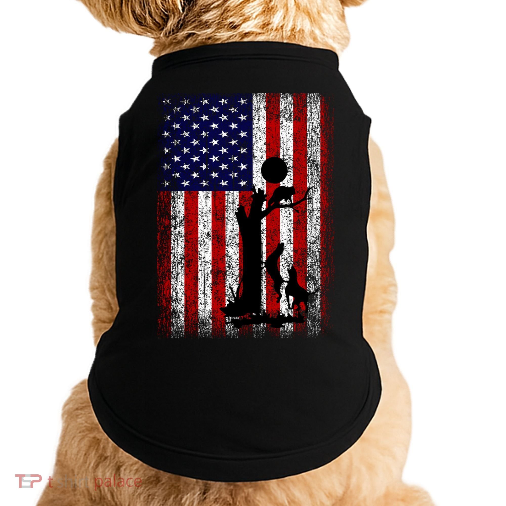 Patriotic Coon Hunting Dogs American Flag Gift Doggie Tank