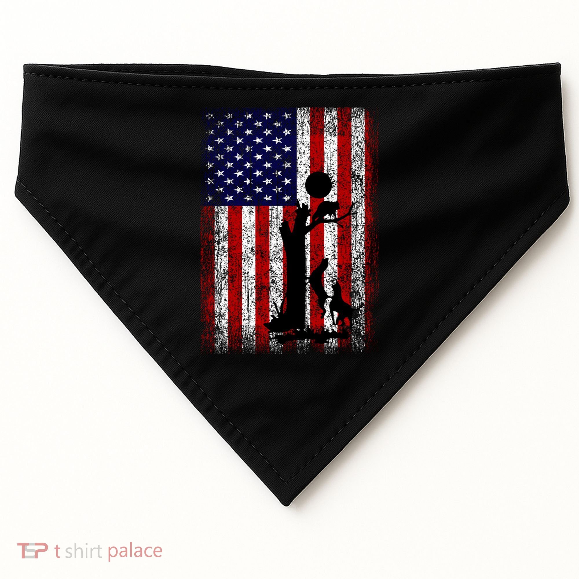 Patriotic Coon Hunting Dogs American Flag Gift USA-Made Doggie Bandana