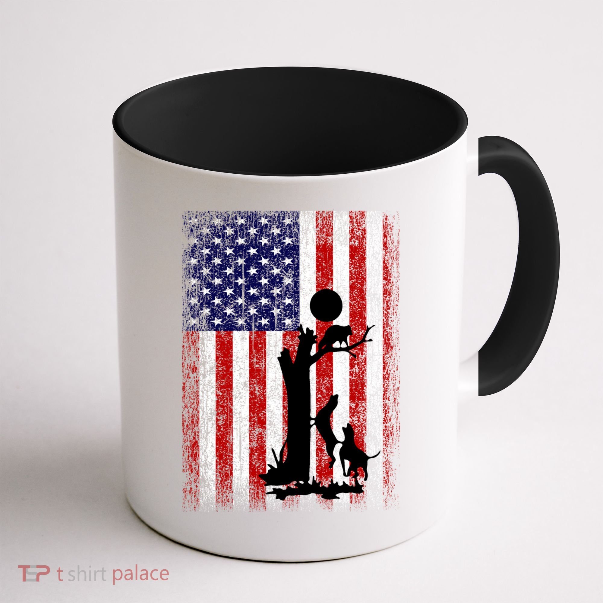 Patriotic Coon Hunting Dogs American Flag Gift Coffee Mug