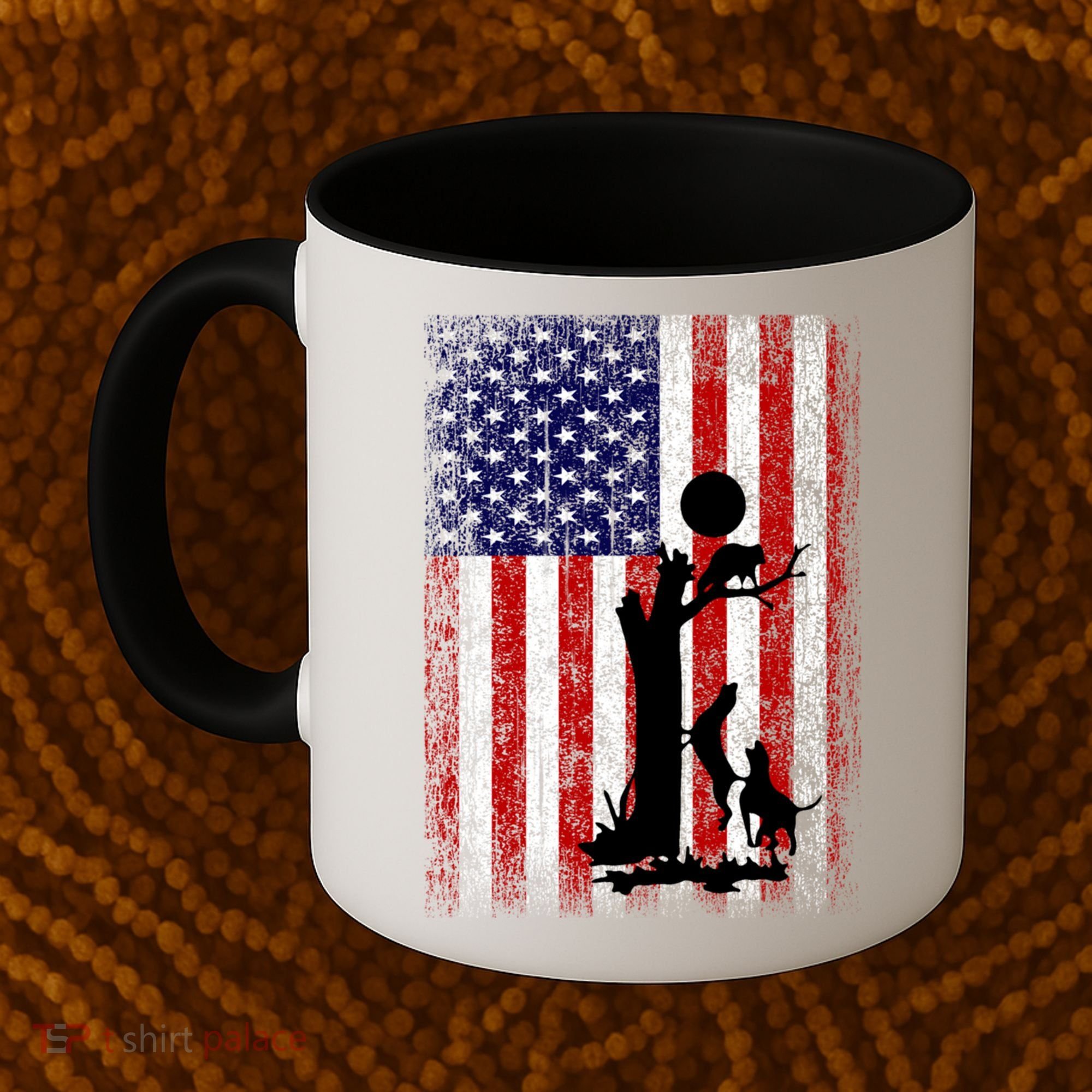 Patriotic Coon Hunting Dogs American Flag Gift Coffee Mug