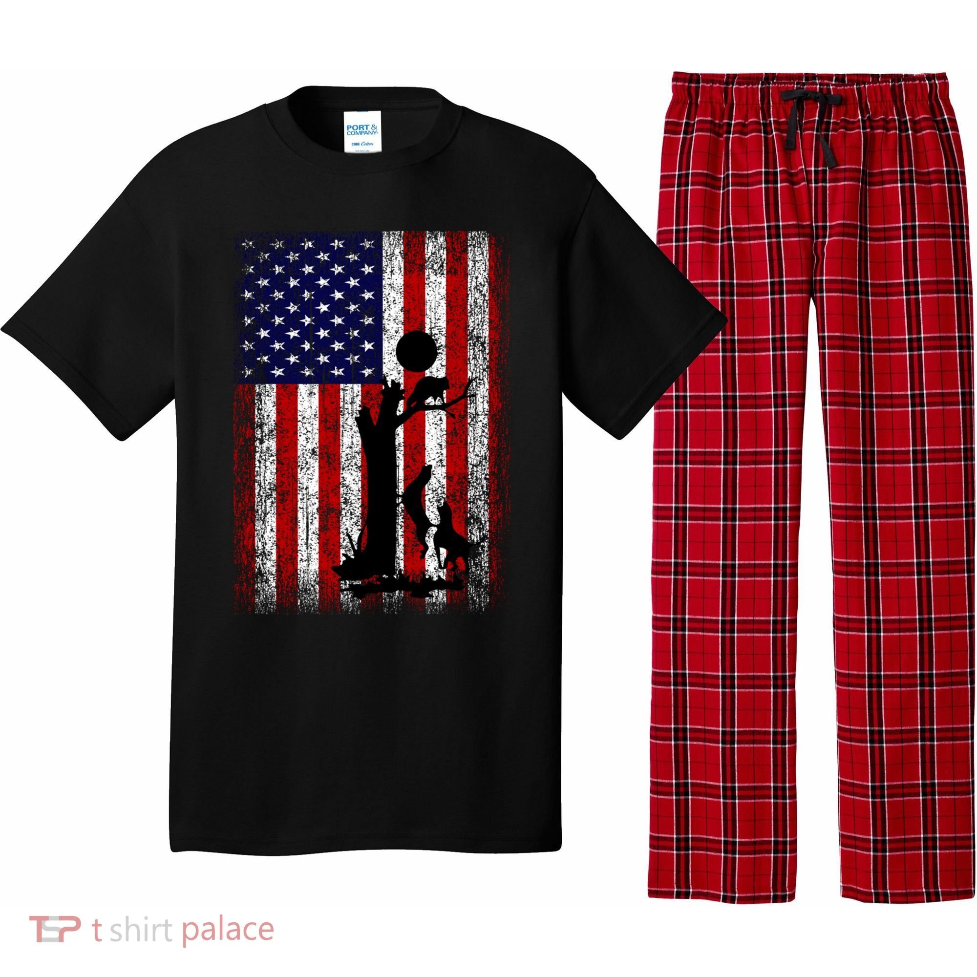 Patriotic Coon Hunting Dogs American Flag Gift Pajama Set