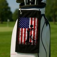 Patriotic Coon Hunting Dogs American Flag Gift Golf Towel thumb 2