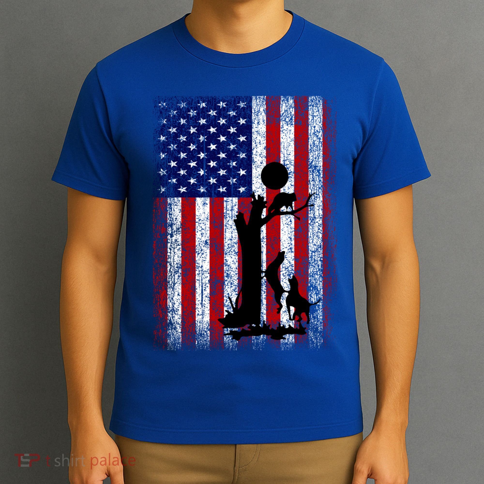 Patriotic Coon Hunting Dogs American Flag Gift T-Shirt