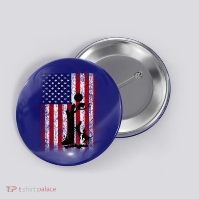 Patriotic Coon Hunting Dogs American Flag Gift Button