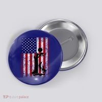 Patriotic Coon Hunting Dogs American Flag Gift Button thumb 0