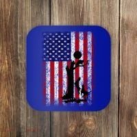 Patriotic Coon Hunting Dogs American Flag Gift Coaster thumb 0