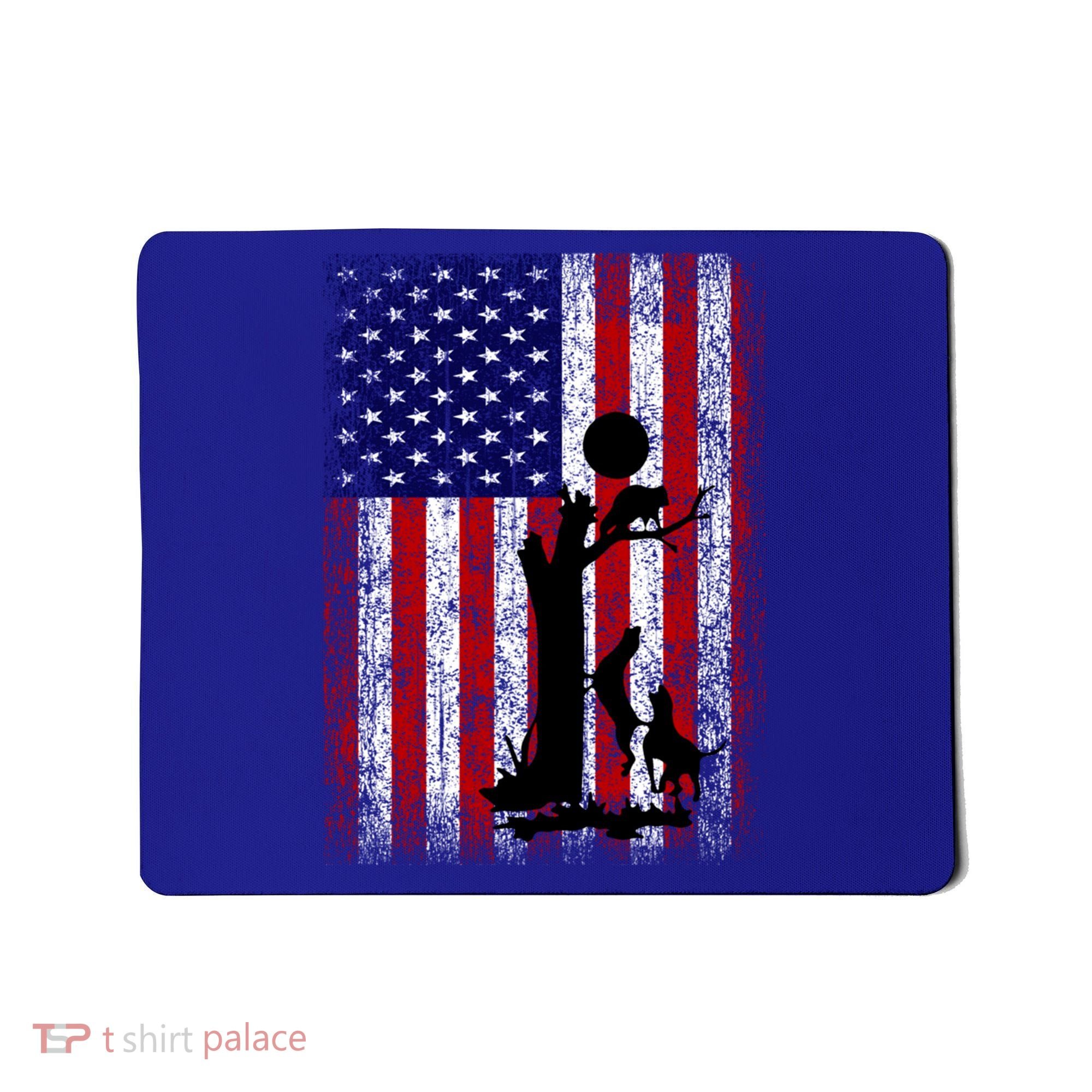 Patriotic Coon Hunting Dogs American Flag Gift Mousepad