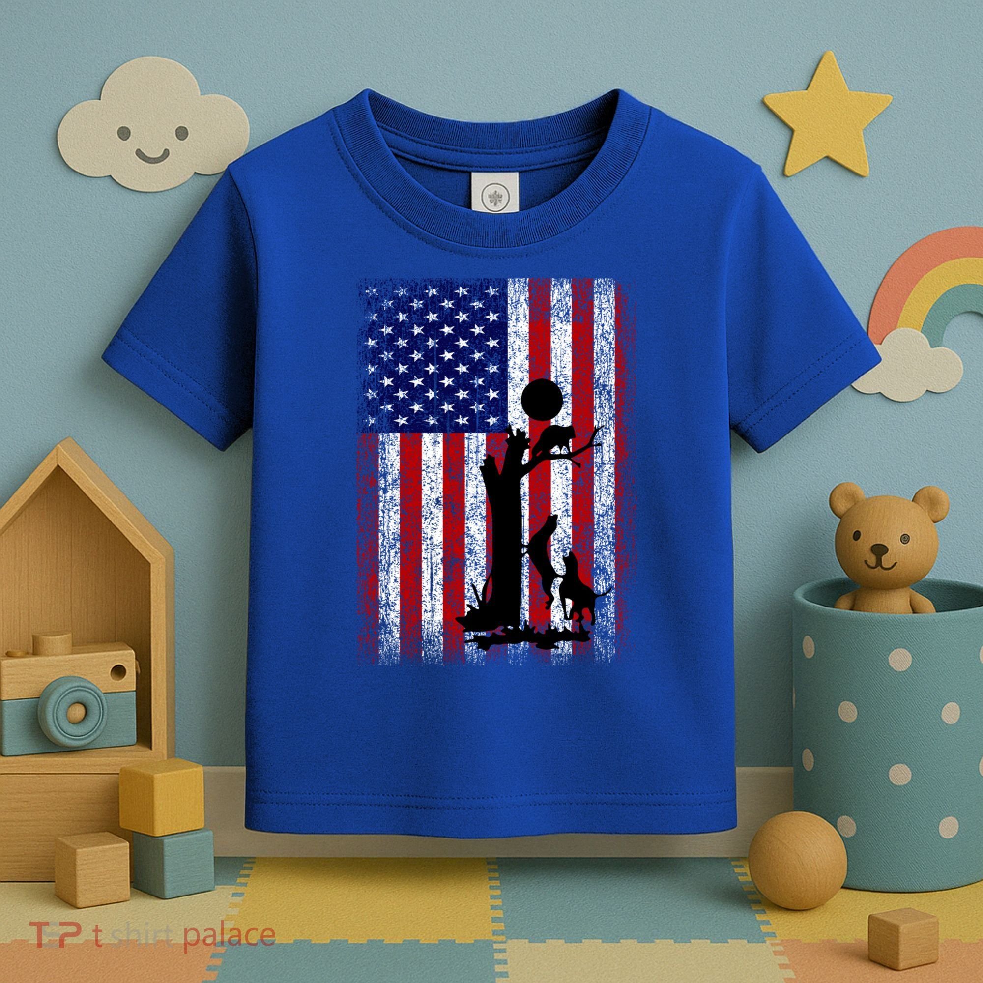 Patriotic Coon Hunting Dogs American Flag Gift Toddler T-Shirt