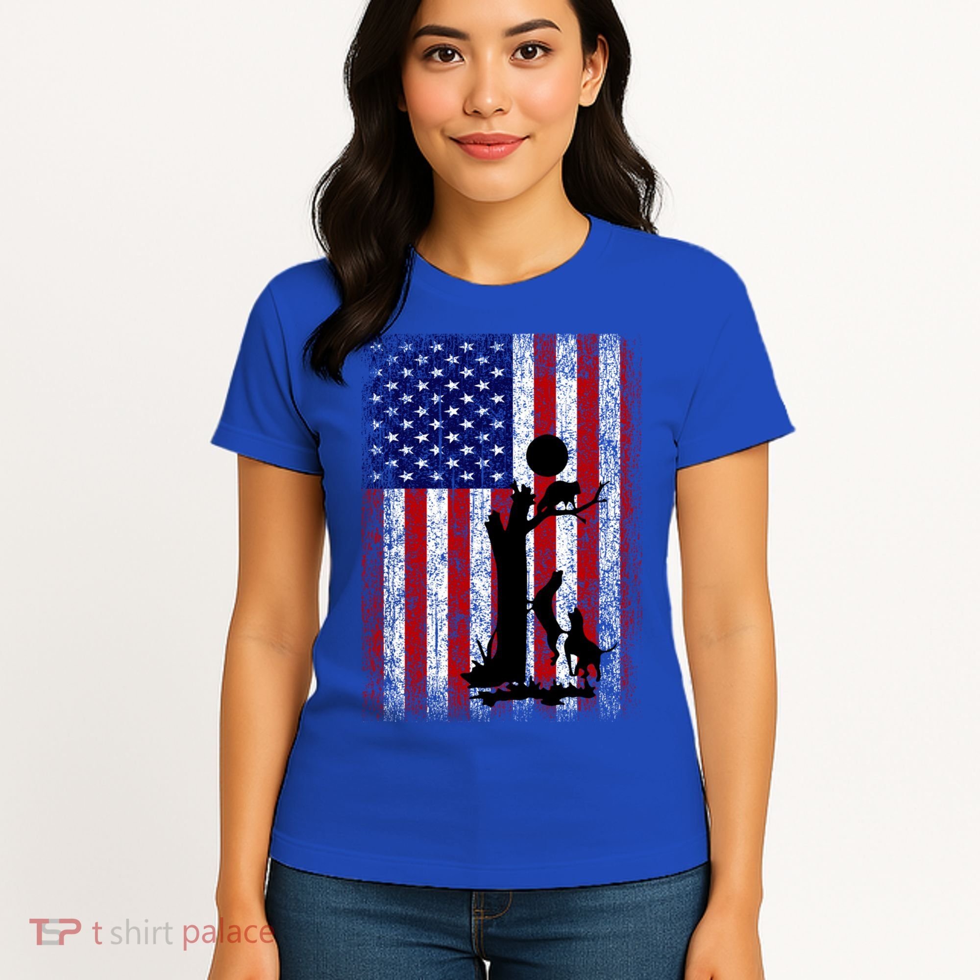 Patriotic Coon Hunting Dogs American Flag Gift Women's T-Shirt