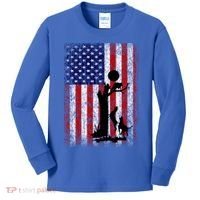 Patriotic Coon Hunting Dogs American Flag Gift Kids Long Sleeve Shirt thumb 0