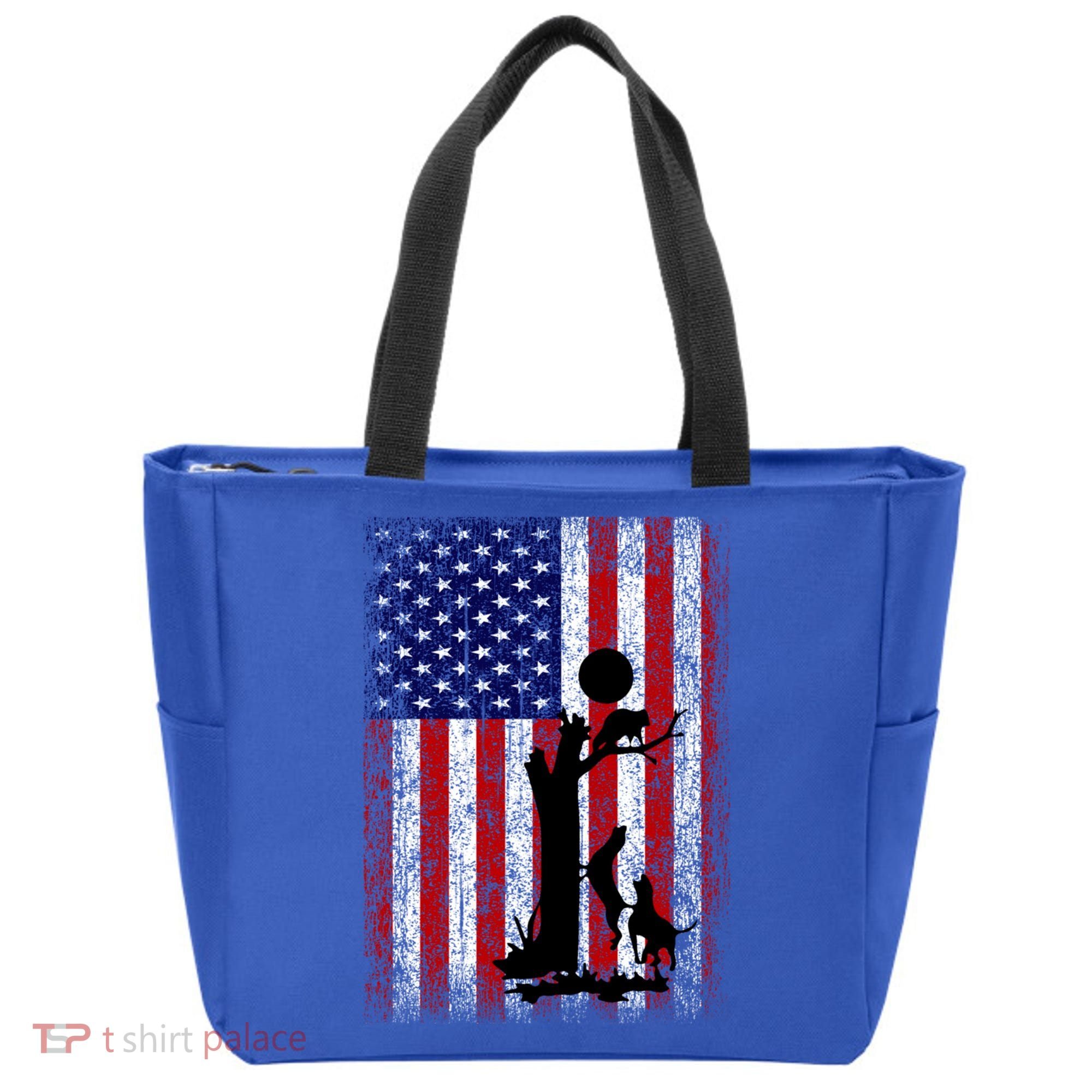 Patriotic Coon Hunting Dogs American Flag Gift Tote Bag