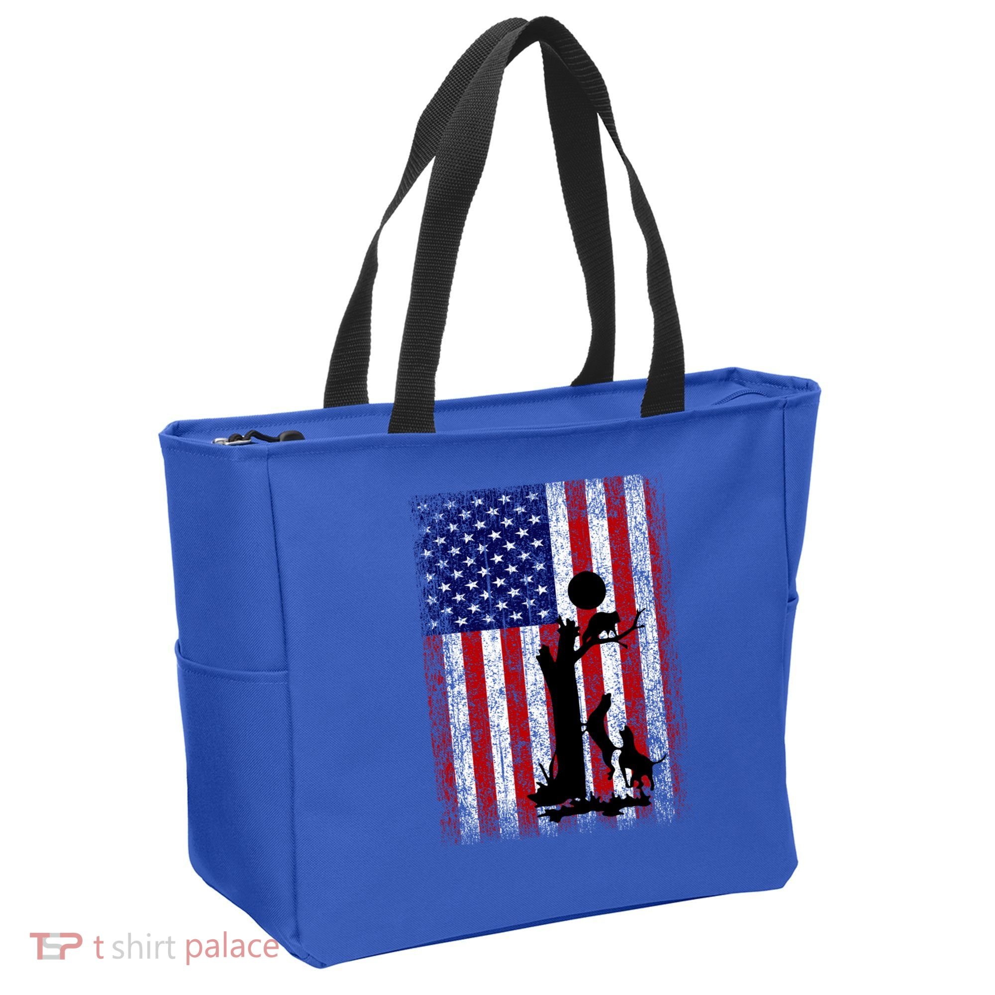 Patriotic Coon Hunting Dogs American Flag Gift Tote Bag