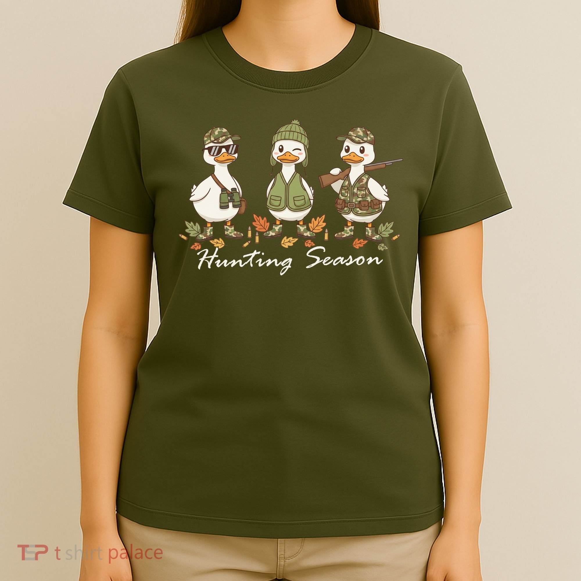 Preppy Camo Hunting Season Funny Duck T-Shirt