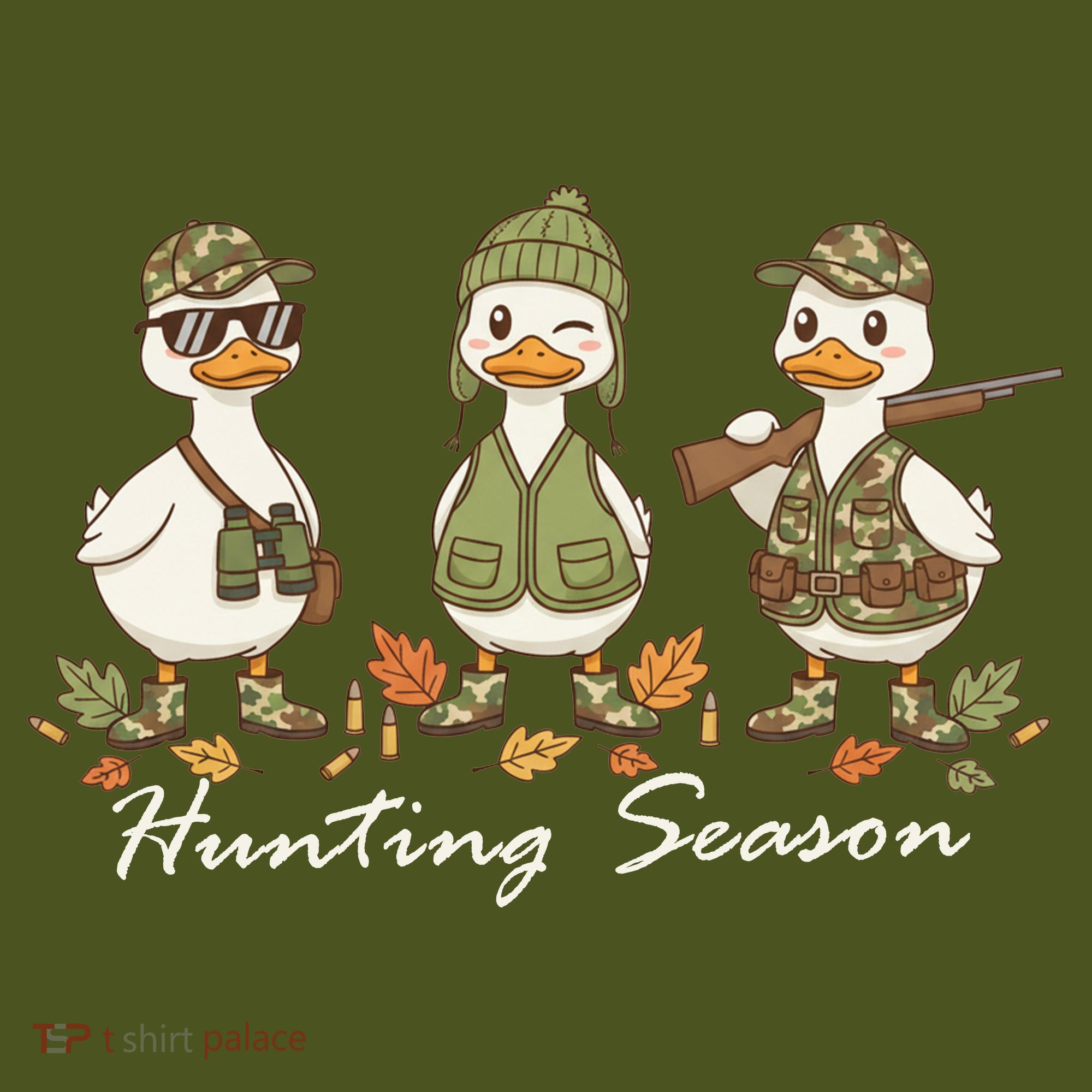 Preppy Camo Hunting Season Funny Duck T-Shirt