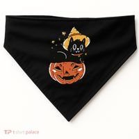 Pumpkin Cat Halloween Cute Festive USA-Made Doggie Bandana thumb 0