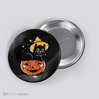 Pumpkin Cat Halloween Cute Festive Button