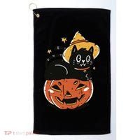 Pumpkin Cat Halloween Cute Festive Golf Towel thumb 0