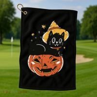 Pumpkin Cat Halloween Cute Festive Golf Towel thumb 1