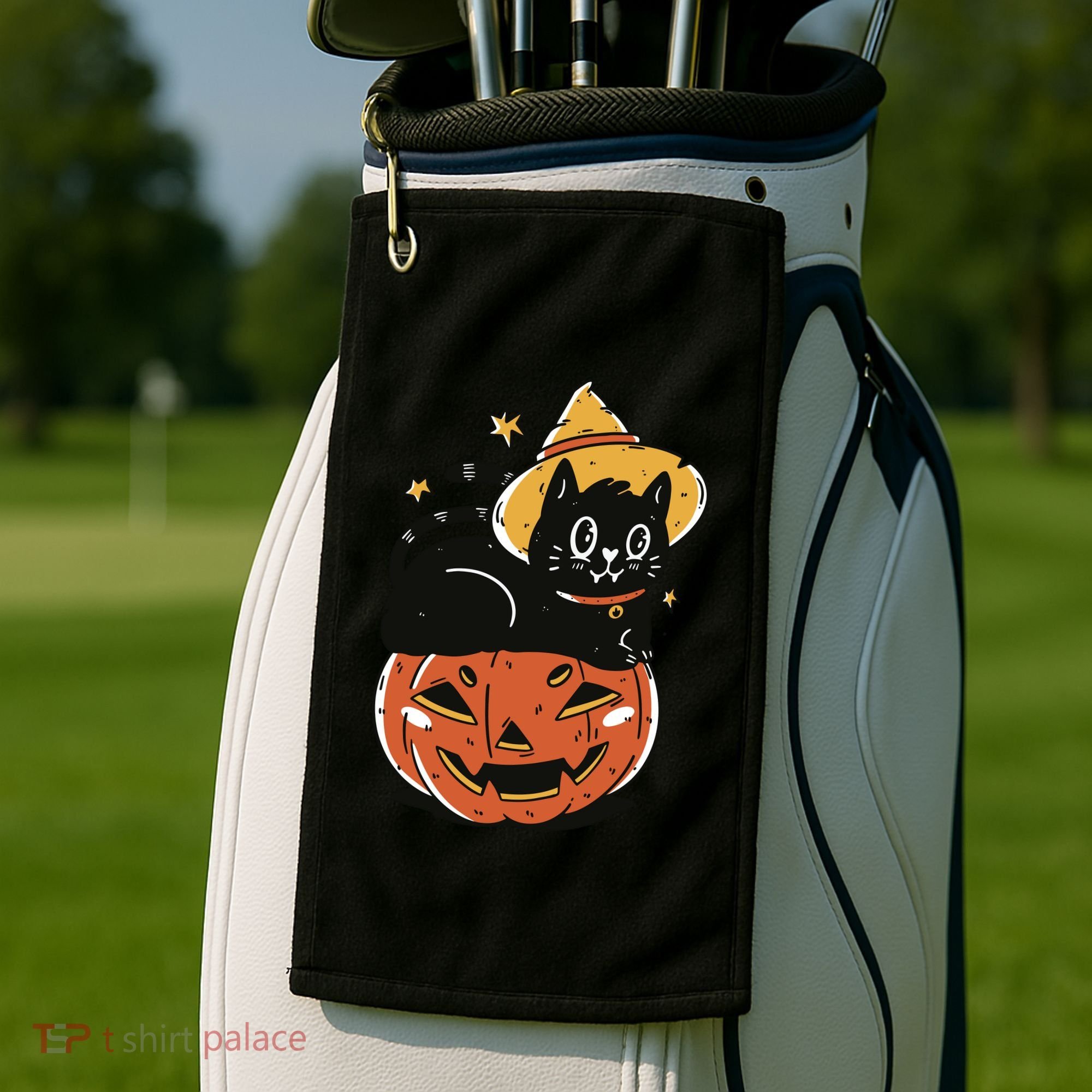Pumpkin Cat Halloween Cute Festive Golf Towel