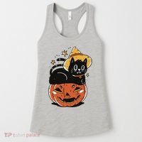 Pumpkin Cat Halloween Cute Festive Women's Tank Top thumb 0