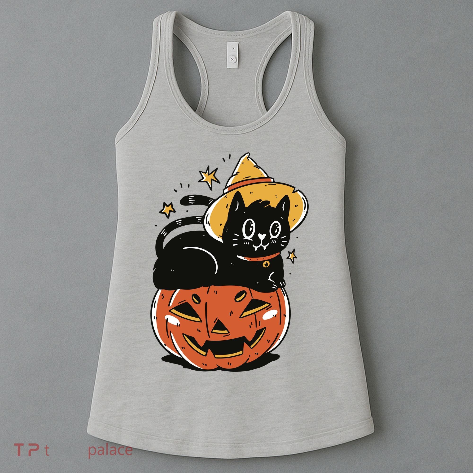 Pumpkin Cat Halloween Cute Festive Women's Tank Top