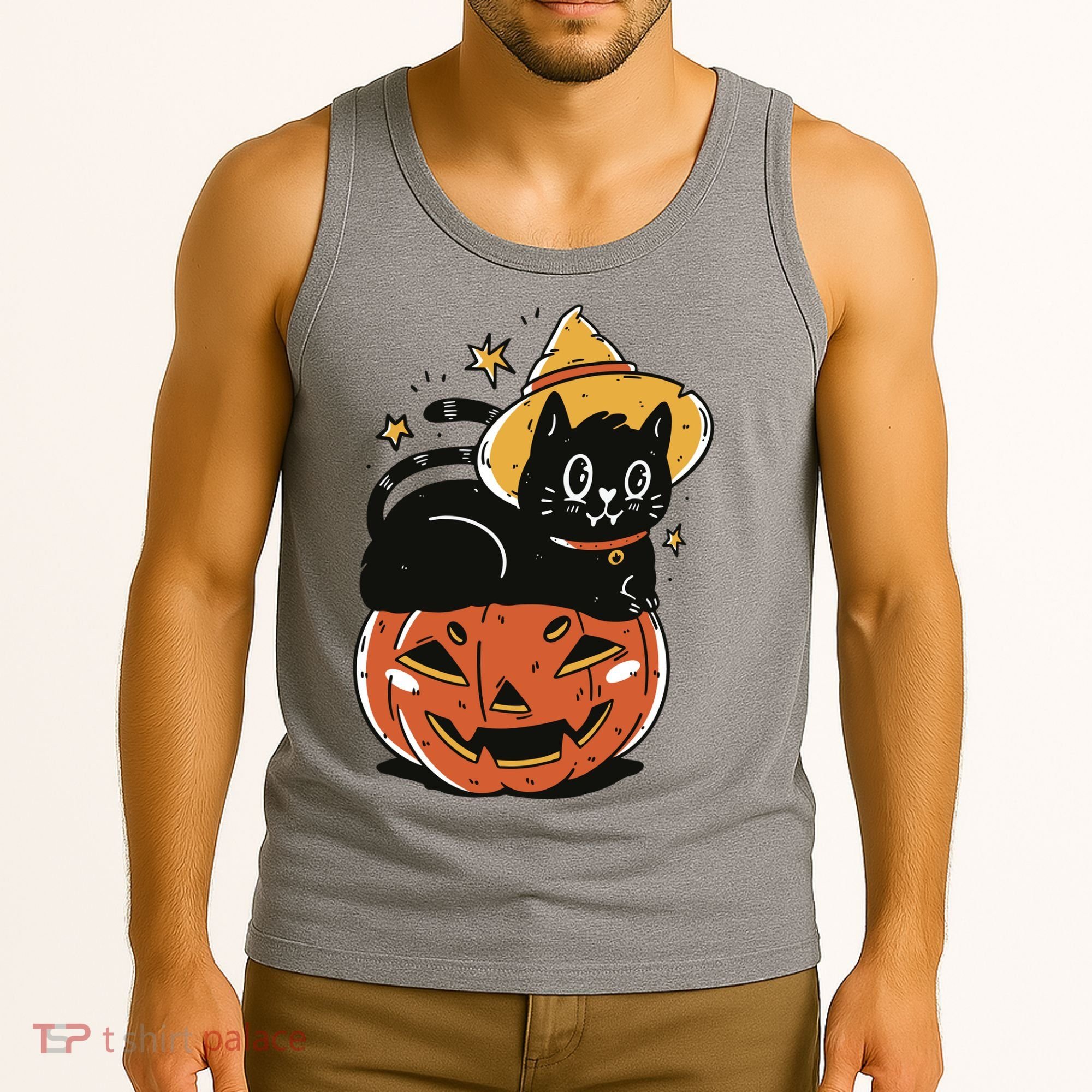 Pumpkin Cat Halloween Cute Festive Tank Top