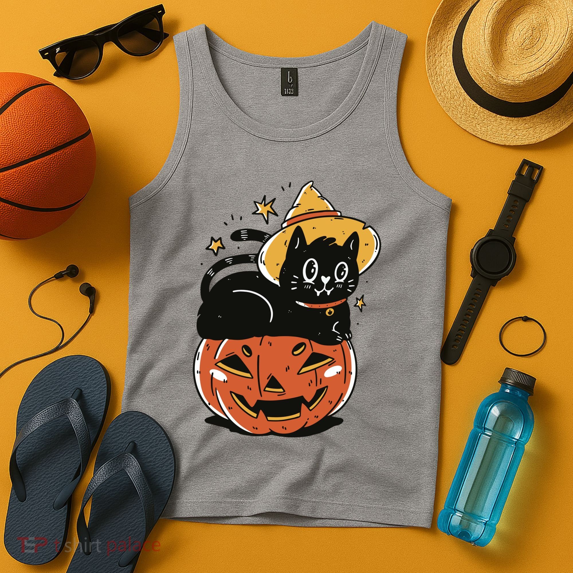 Pumpkin Cat Halloween Cute Festive Tank Top