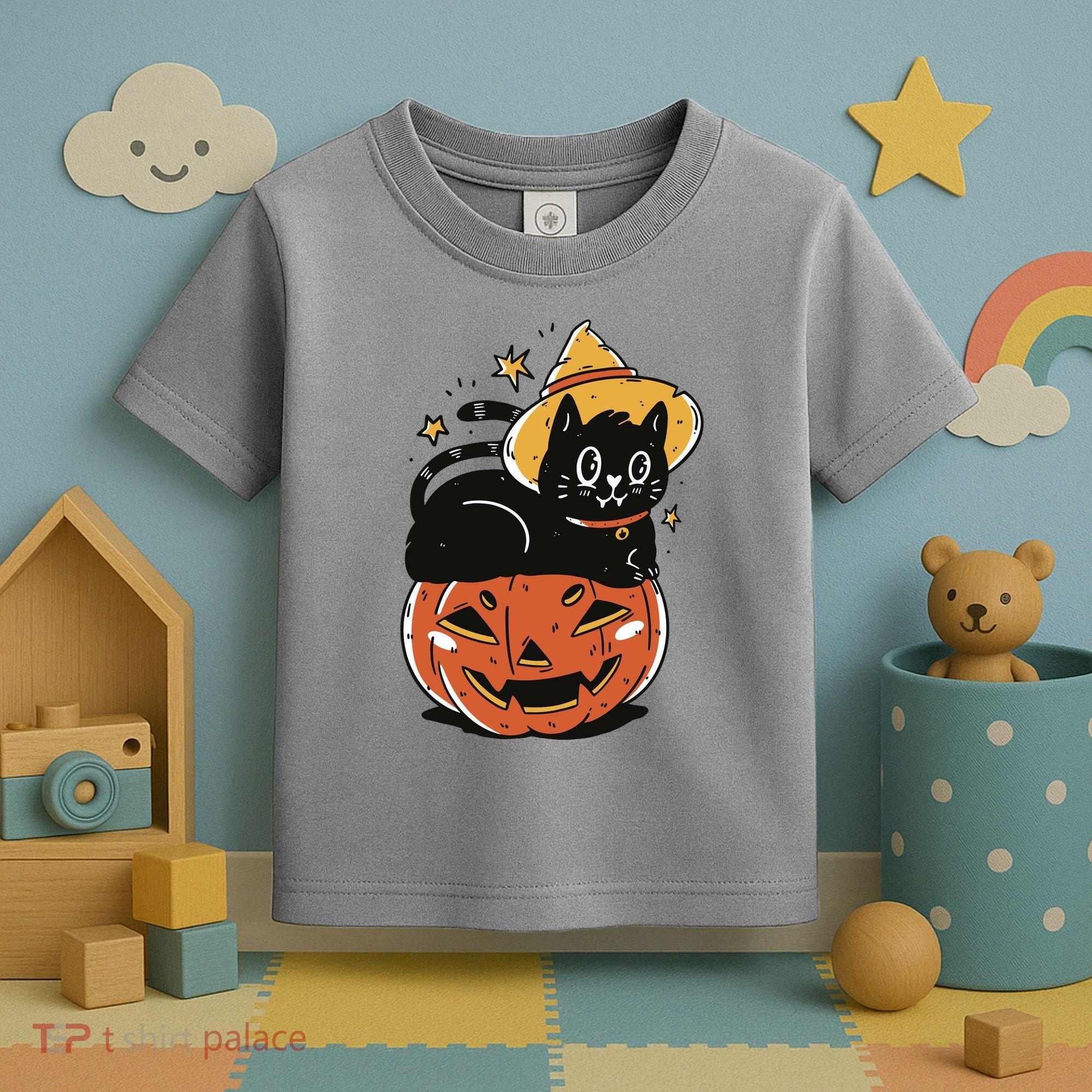 Pumpkin Cat Halloween Cute Festive Toddler T-Shirt