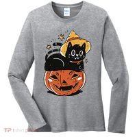 Pumpkin Cat Halloween Cute Festive Women's Long Sleeve Shirt thumb 0