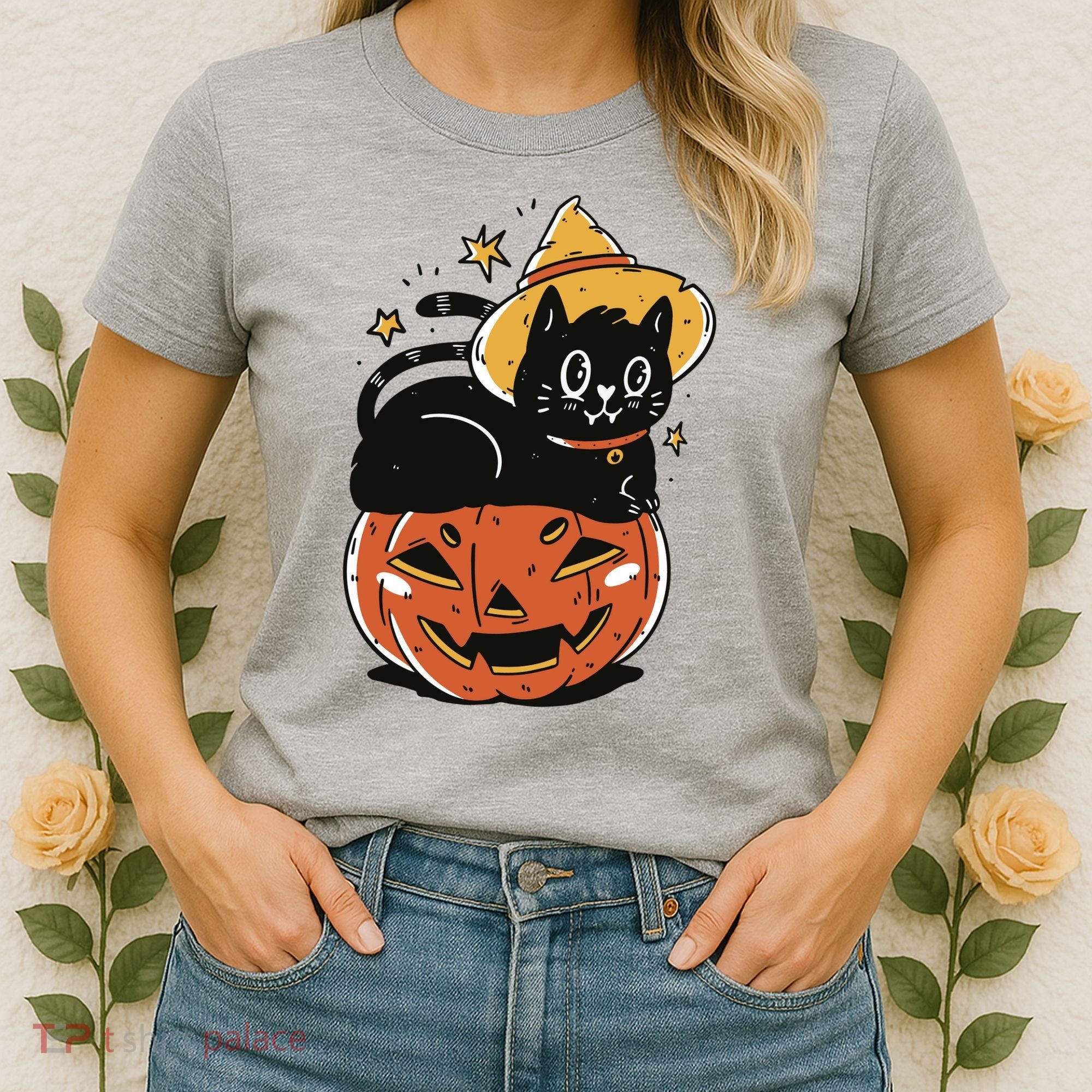 Pumpkin Cat Halloween Cute Festive Women's T-Shirt