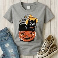 Pumpkin Cat Halloween Cute Festive Women's T-Shirt thumb 3