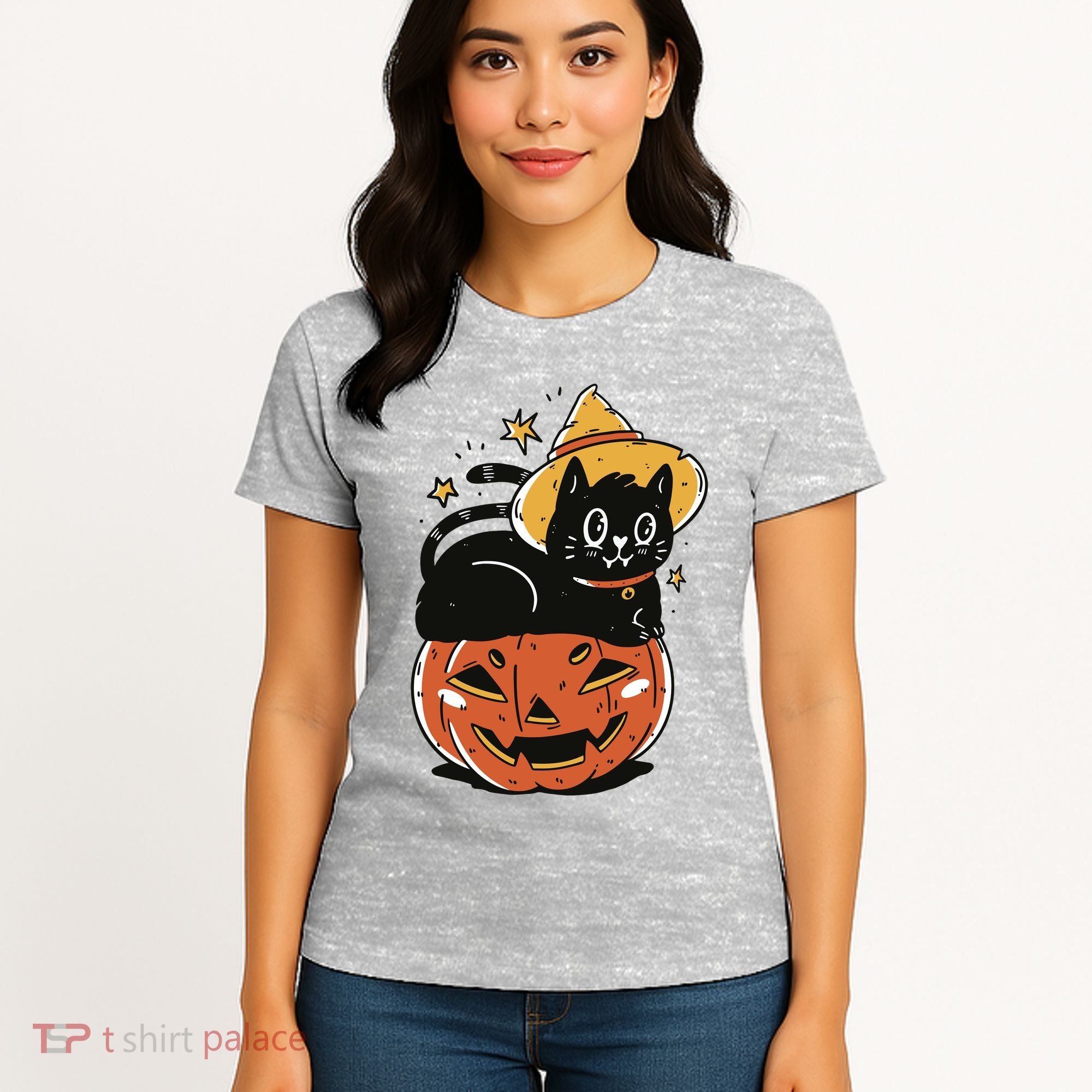 Pumpkin Cat Halloween Cute Festive Women's T-Shirt